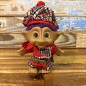 Ace Novelty Scotland 5" Troll Doll Purple Hair And  Blue Eyes
